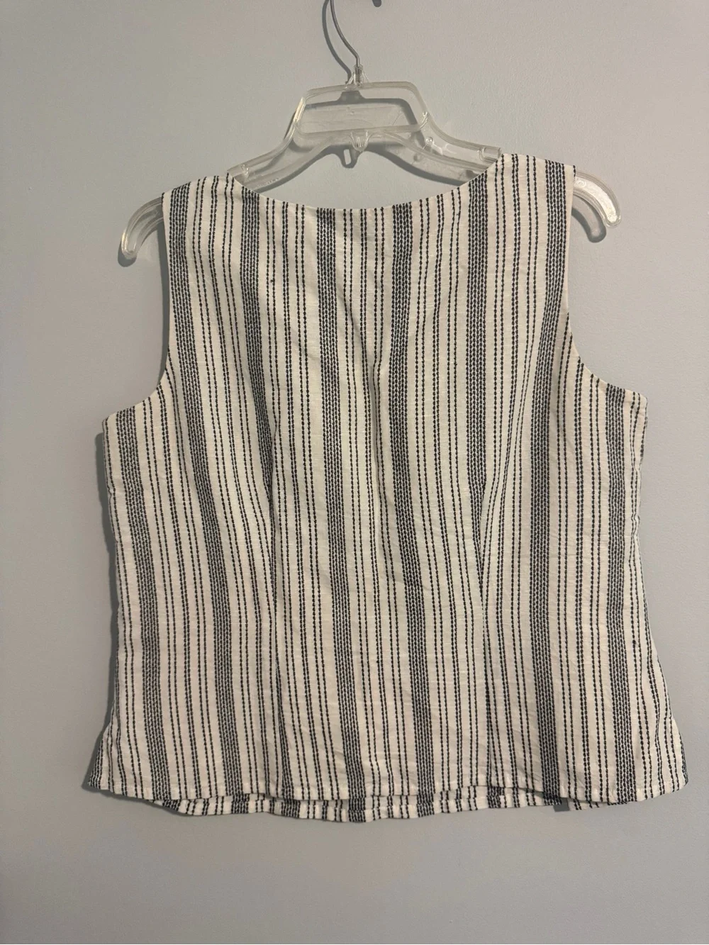 Fables by Fabindia Striped Scoop Neck Sleeveless Top- White & Black - XL